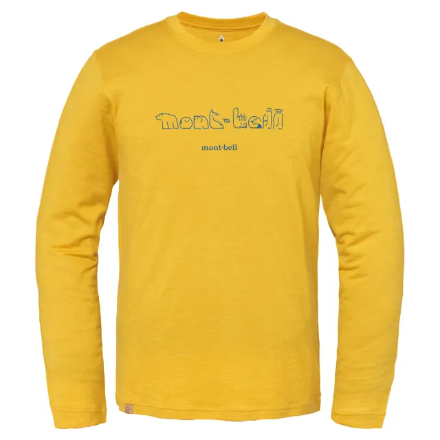 【mont bell】男款MWPLUS LT L/S T 北方動物美麗諾羊毛排汗長T恤 1114617YL黃
