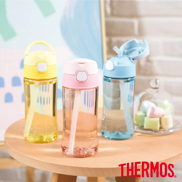 【THERMOS 膳魔師】買1送1_彈蓋吸管瓶兒童瓶450ml(F4011T)