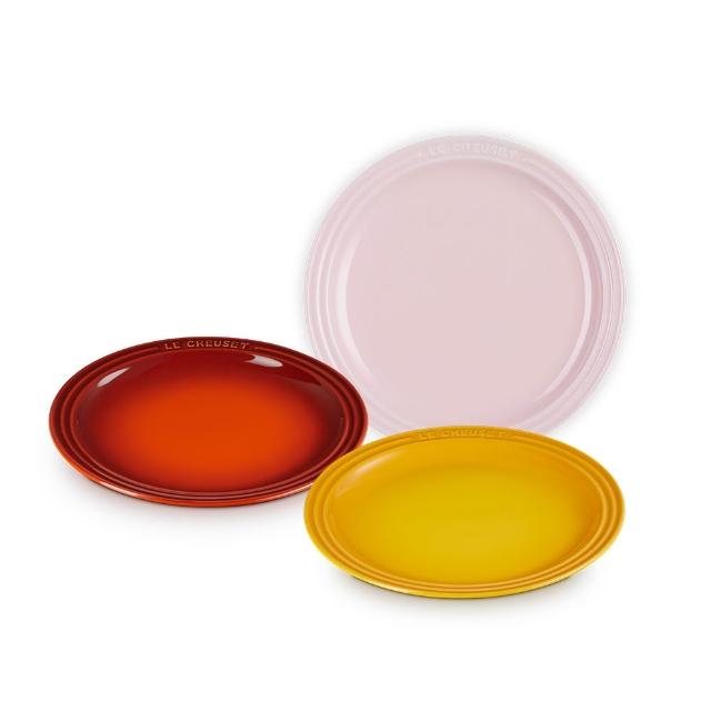【Le Creuset】瓷器圓盤23cm(火紅辣椒/雪紡粉/杏桃黃 3色選1)