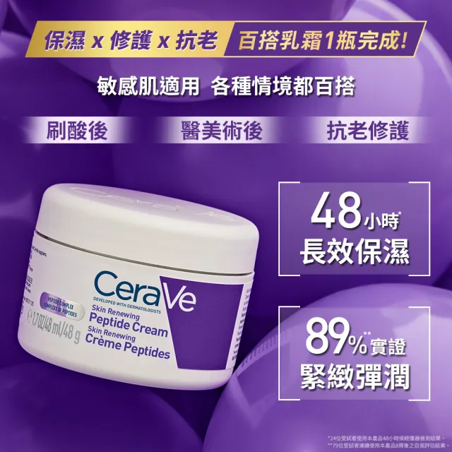 【CeraVe 適樂膚】期間限定★極抗痕多緊緻修護霜48g 買2送7 超值組(緊緻小紫霜)