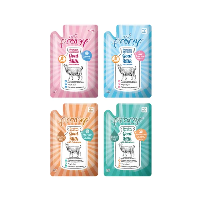 【Pramy】滅菌山羊奶 初乳營養 60g*24入(寵物羊奶/貓狗羊奶/犬貓、小動物皆可食用/全齡狗貓)