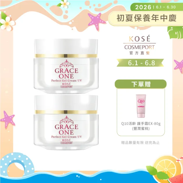 【KOSE 極上活妍】特濃彈力修護日用精華100g-2入(防曬小白瓶/保濕面霜/防曬/SPF50+ PA++++)
