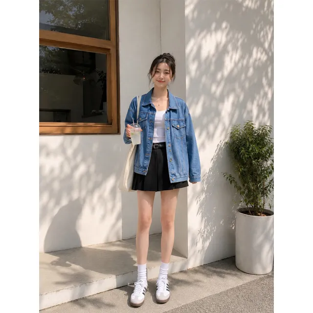 【buyer 白鵝】雙口袋立體剪裁修身牛仔外套 牛仔藍