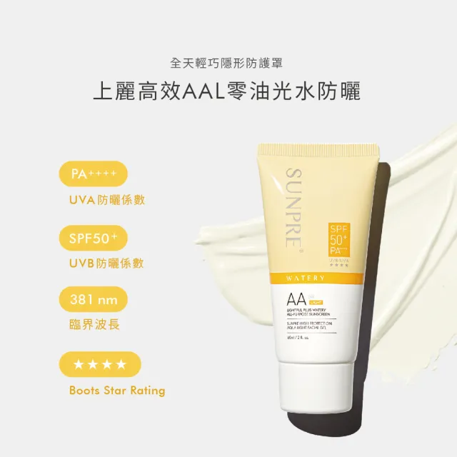 【荷麗美加】上麗高效AAL零油光水防曬60ml-2入組(SPF50+/PA++++/無色防曬/防曬/美白)