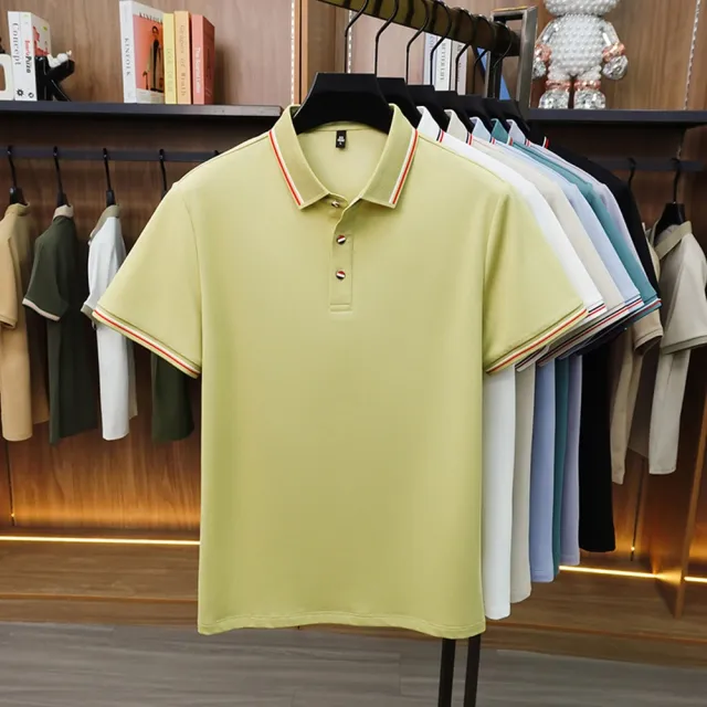 【米蘭精品】現貨+預購 POLO衫男短袖上衣高彈力男裝高爾夫球衫冰絲涼感冰爽透氣桑蠶絲男襯衫7色t1ng15