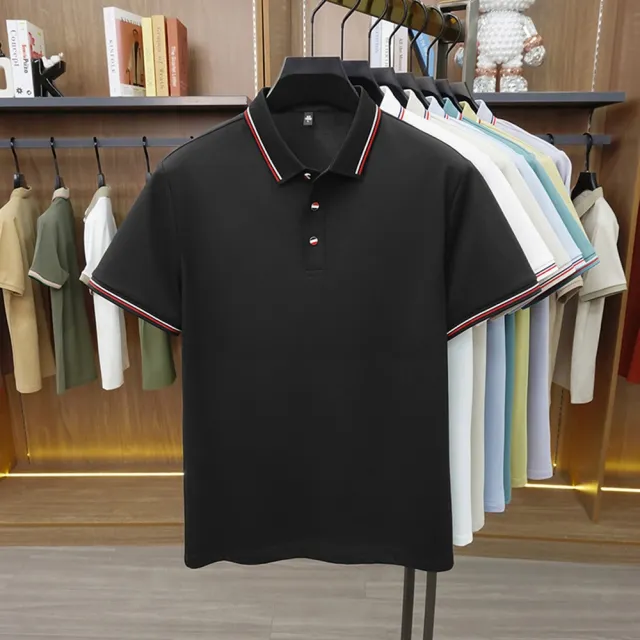 【米蘭精品】現貨+預購 POLO衫男短袖上衣高彈力男裝高爾夫球衫冰絲涼感冰爽透氣桑蠶絲男襯衫7色t1ng15