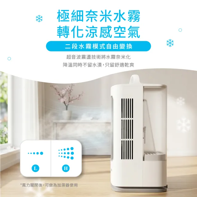 【FUNY】奈米水霧冰鋒機 (冷風機 擺頭 遙控 定時 雙輪強風x極細水霧)