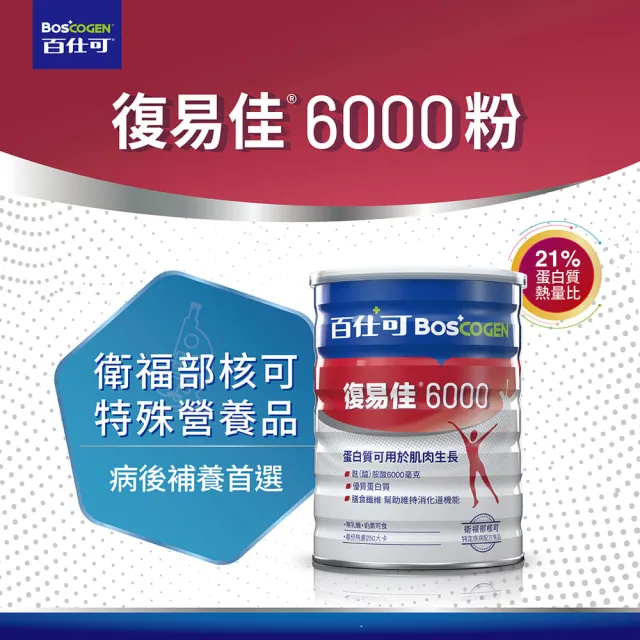 【Boscogen 百仕可】復易佳 6000 營養素 粉劑 854克/罐x2罐(病後補養首選  蛋白質有助組織修復)