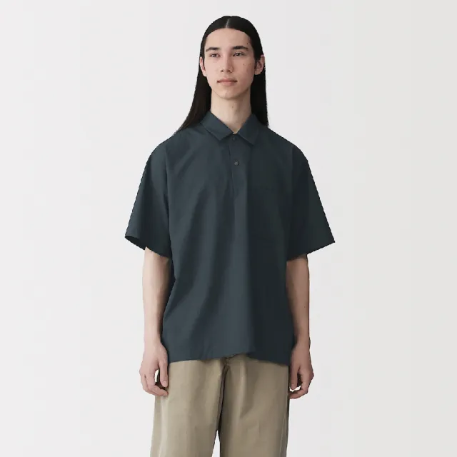 【MUJI 無印良品】男透氣短袖布帛POLO衫(灰色/黑色/藍色/暗藍)