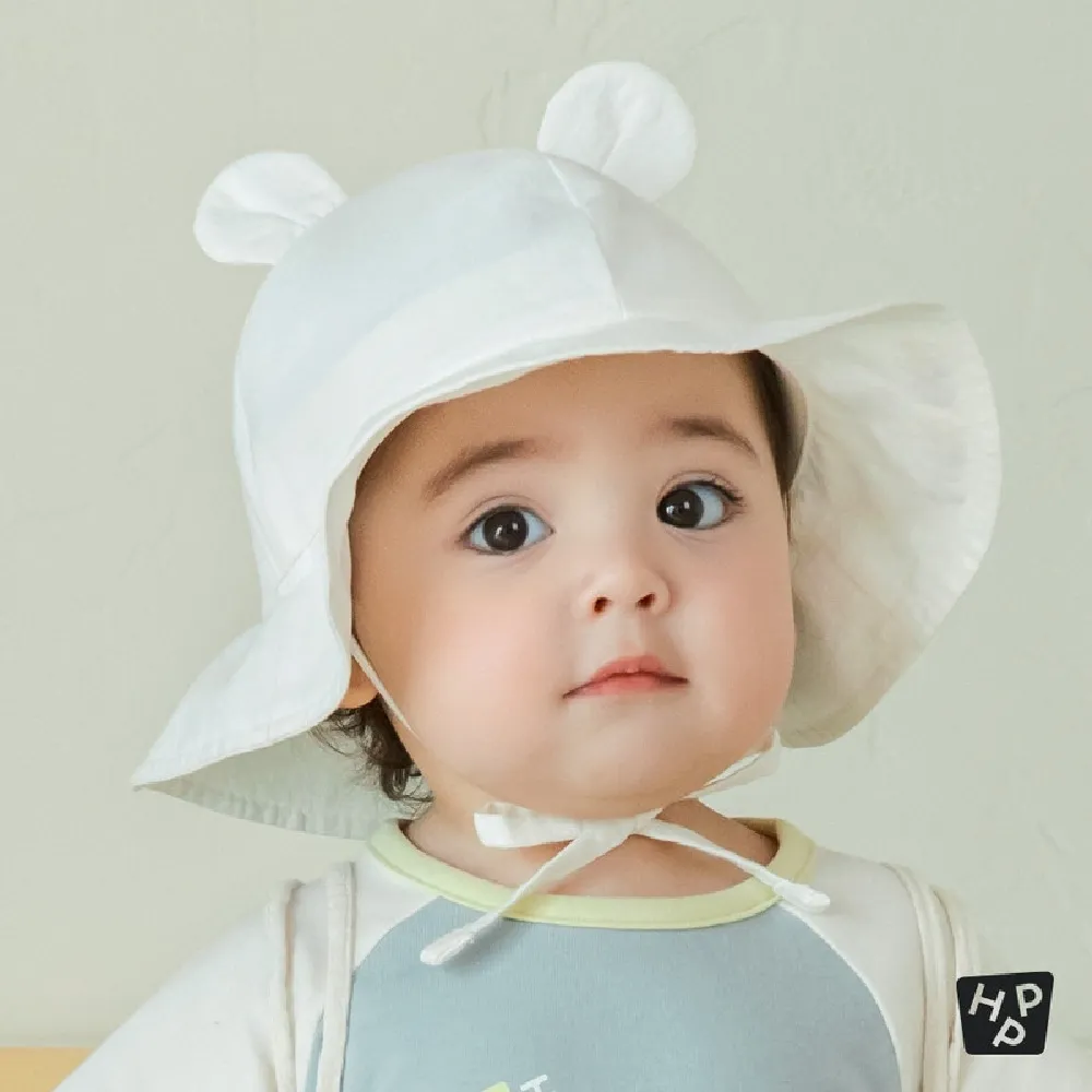 【Happy Prince】韓國製 Babyboo立體耳朵純棉嬰兒童遮陽帽(寶寶防曬漁夫帽繫帶防掉)