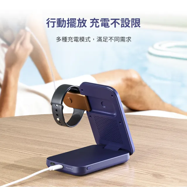 【Choetech】B750 Qi2 磁吸支架三合一行動電源10000mAh  22.5W/具Wh標示(多工快充 行動無憂)