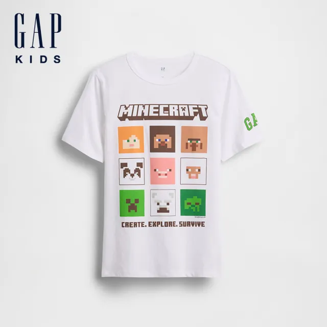【GAP】GapKids × Minecraft當個創世神 圖案短袖T恤-多色任選(901536)