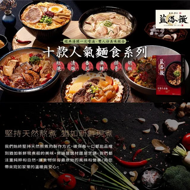 【藍海饌】經典牛肉麵/香嫩排骨麵系列2入裝/盒x6盒 (十款人氣麵食系列/經典湯頭任你選)