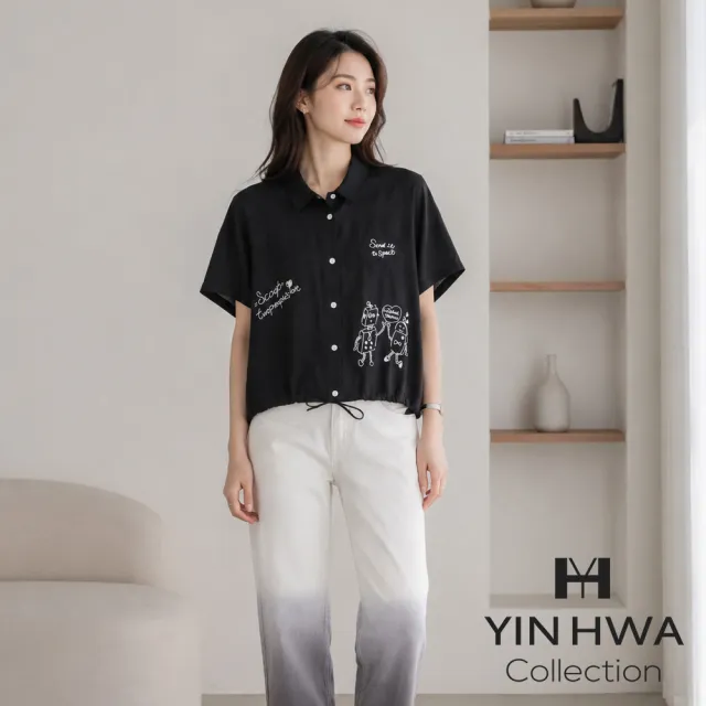 【YIN HWA 盈樺】ARIES 個性簡約童趣刺繡圖案襯衫