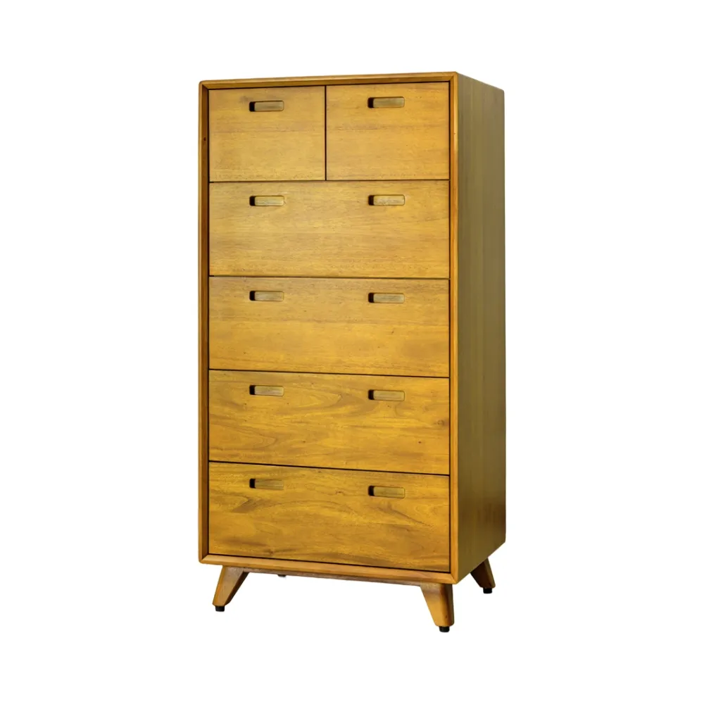 Mahogany 瑪荷尼家具】免組裝60X45X121 丹麥6斗櫃全原木桃花心木斗櫃M1