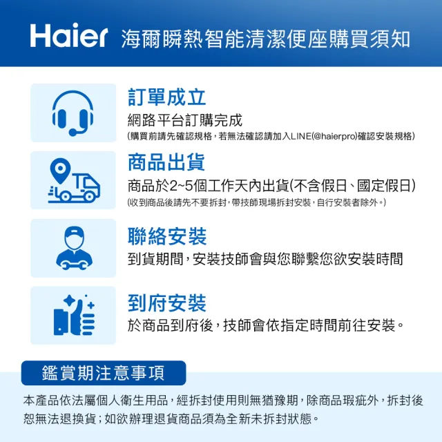 【Haier 海爾】瞬熱智能潔淨便座/除臭 HW-WD33 (免治馬桶 基本安裝)