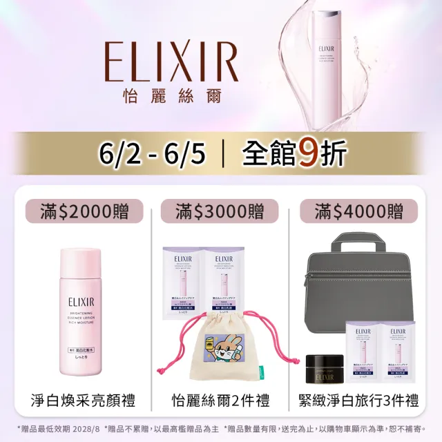 【ELIXIR 怡麗絲爾】膠原淨白多效美肌乳雙享組(小銀管35mlx2)