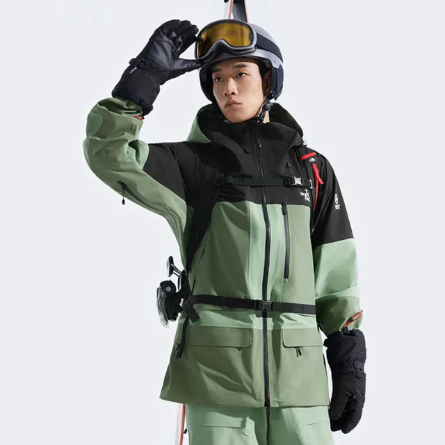 【The North Face】北面SUMMIT巔峰系列GTX男款黑綠拼接專業防水衝鋒衣｜8C9ED9H 外套