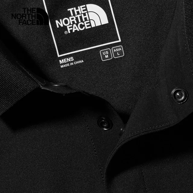 【The North Face】北面男款黑色UPF防曬POLO衫短袖|87W2JK3(抗UV)