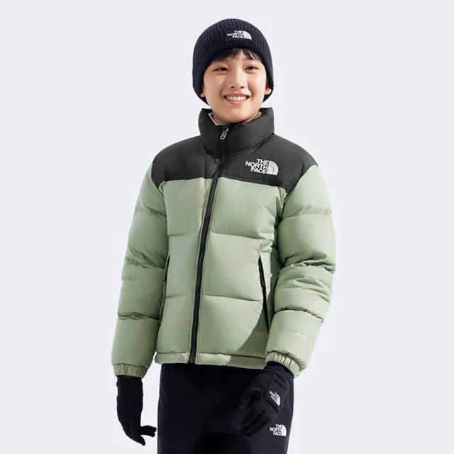 【The North Face 官方旗艦】北面經典1996兒童綠色DWR防潑水羽絨外套|8A4CBQ1