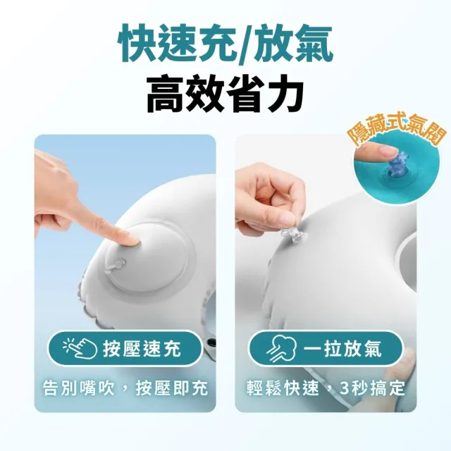 【享屋】按壓式充氣枕(充氣枕頭 U型枕 旅行枕頭 方枕 充氣枕 護頸枕 露營枕 空氣枕 按壓枕 午睡枕)