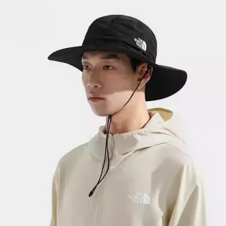 【The North Face 官方旗艦】北面男女款黑色UPF防曬漁夫帽｜5FX6KY4(抗UV)