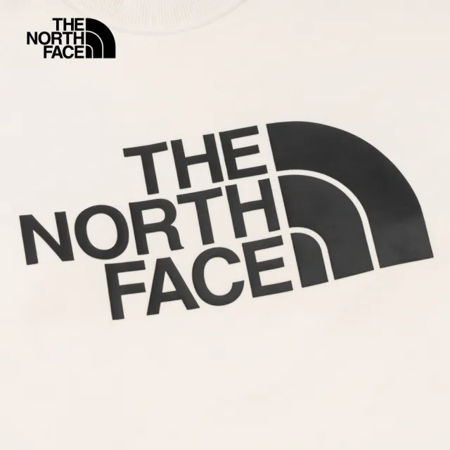 【The North Face】北面男款米白色品牌LOGO印花長袖大學T｜8AT7QLI