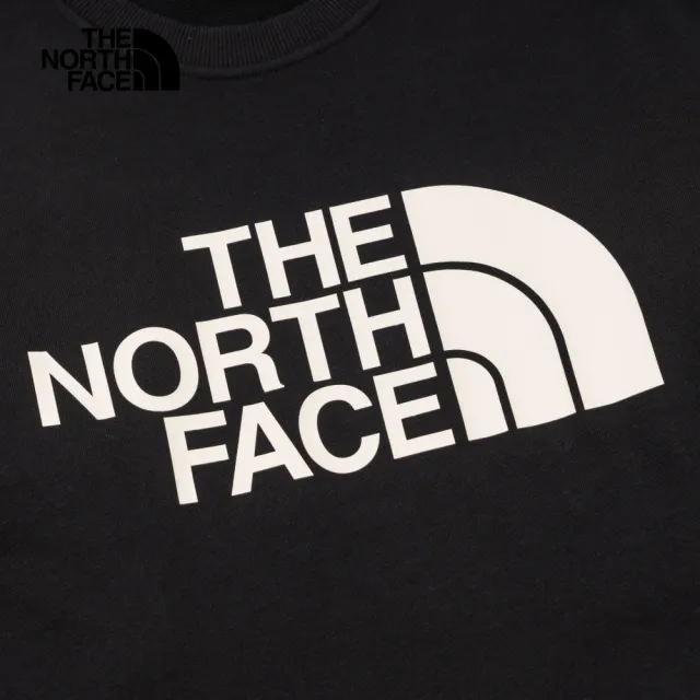 【The North Face】北面男款黑色品牌LOGO印花長袖大學T｜8AT7JK3