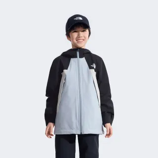 【The North Face】北面兒童黑藍拼接DRYVENT防水衝鋒衣｜8G37MIS(外套)