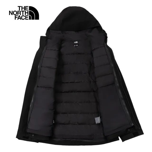 【The North Face】北面男款黑色DryVent防水透氣保暖連帽羽絨內裡三合一外套|83SL4HF