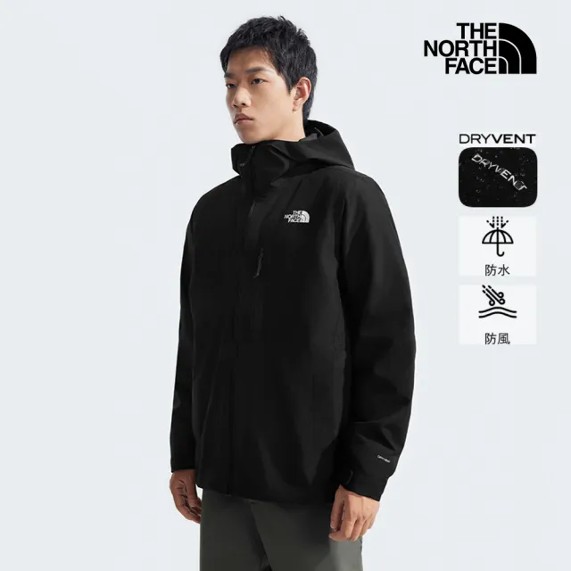 【The North Face】北面男款黑色DryVent防水透氣保暖連帽羽絨內裡三合一外套|83SL4HF