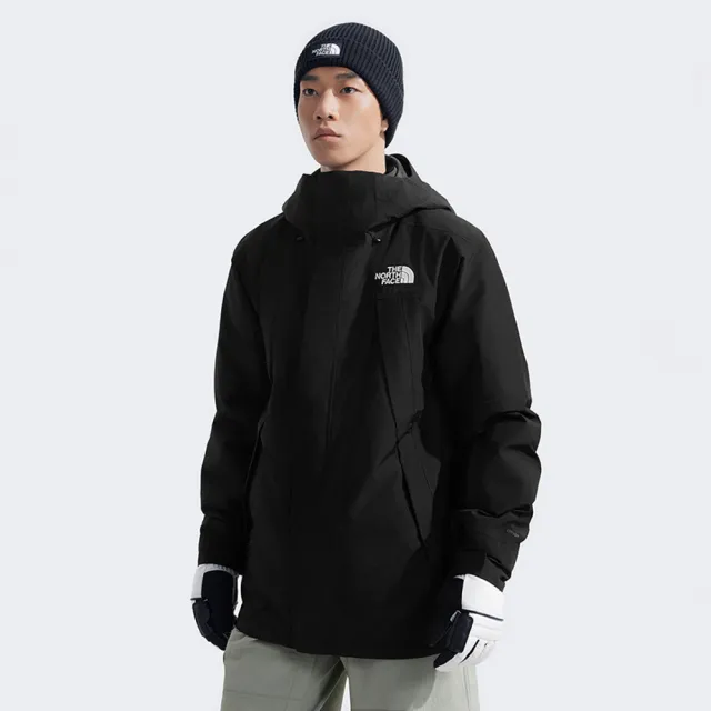 【The North Face】北面男款黑色DryVent防水透氣保暖連帽鋪棉內裡三合一外套|82VO4GZ