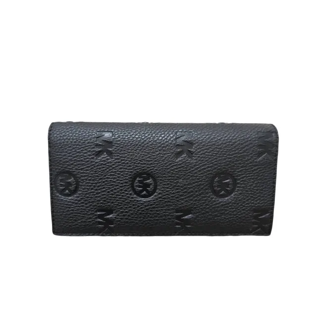 【Michael Kors】mk 專櫃新款圓型壓印logo薄對開拉鍊零錢袋長夾禮盒組贈原廠紙袋