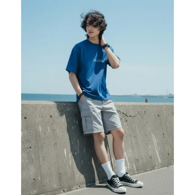 【CACO】涼感-衝浪標語鯊魚短T-二色(L1NA072)