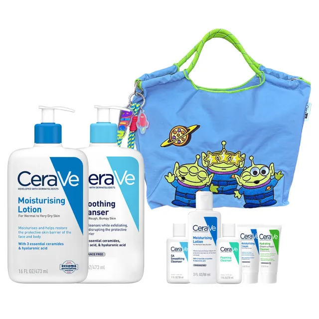 【CeraVe 適樂膚】momo獨家!年中慶限定★玩具總動員系列 身體保養禮盒(長效清爽保濕乳+水楊酸潔膚露)