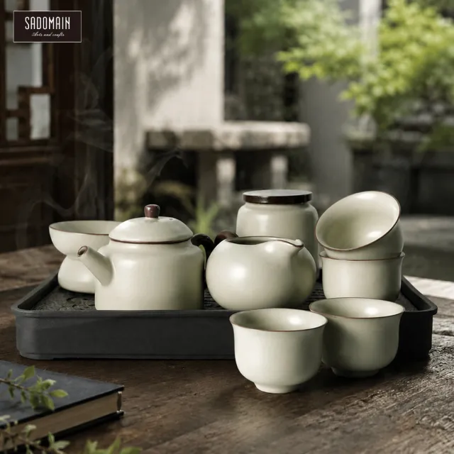 SADOMAIN 仙德曼】汝窯天青茶具旅組11件組-附收納提盒(一壺四杯/露營泡