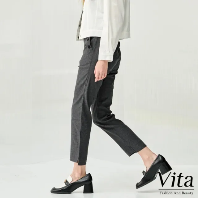 【MYSHEROS 蜜雪兒】網路獨家商品 VITA 涼感紗舒適上班族造型長褲(兩款任選)