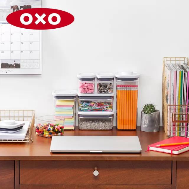 【OXO】正方1L｜ 超值2入｜POP 按壓密封收納保鮮盒(11*11*16 cm 單手開蓋 整齊堆疊)