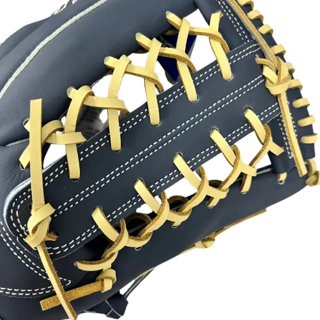 【MIZUNO 美津濃】T網檔全牛皮棒球手套12.75吋霧藍X米帶皮(1ATGH26607 29)
