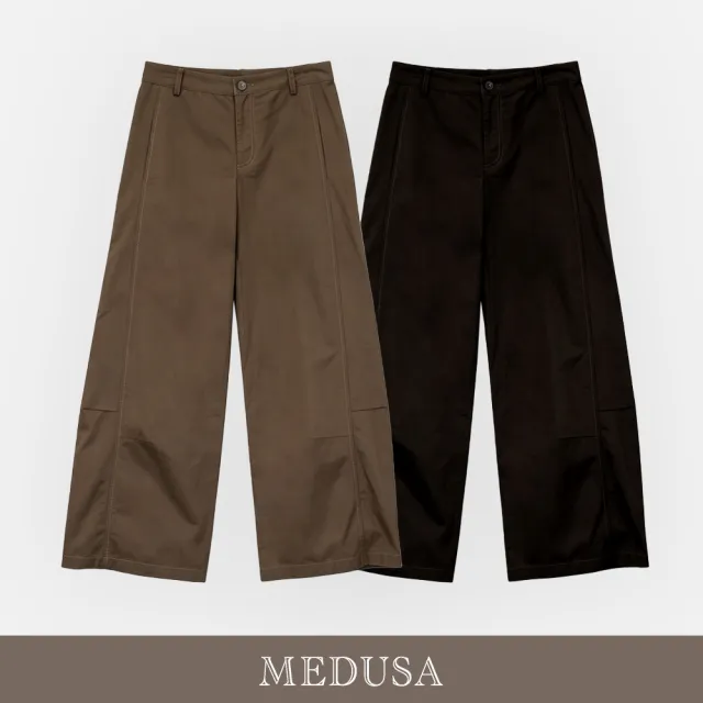 【MEDUSA 曼度莎】現貨-設計感壓褶彎刀西裝褲 - 2色（M-XL）｜西裝褲 壓褶長褲 都會穿搭