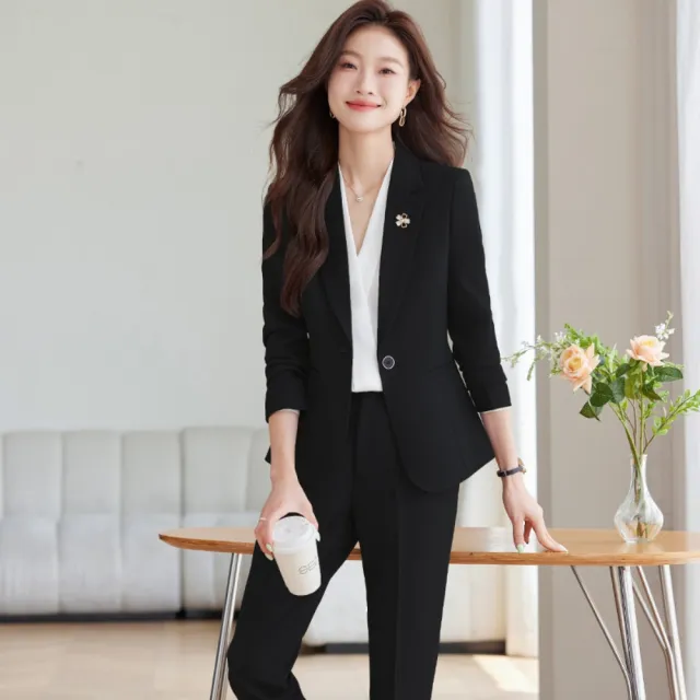 【巴黎精品】現貨限搶 西裝套裝兩件套褲裝(職業西服優雅西裝褲女裝3色a1ht48)