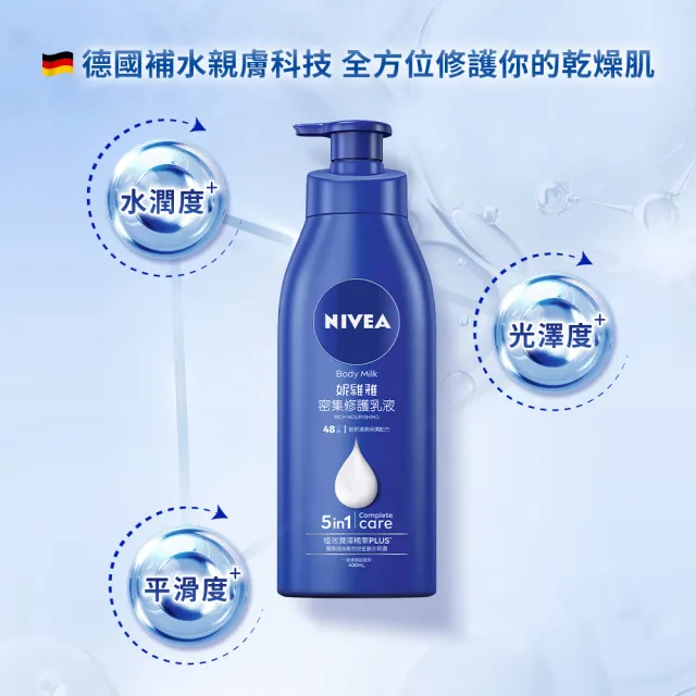 【NIVEA 妮維雅】密集修護乳液400mlx6入(深層修護/保濕潤膚身體乳/國民乳液)