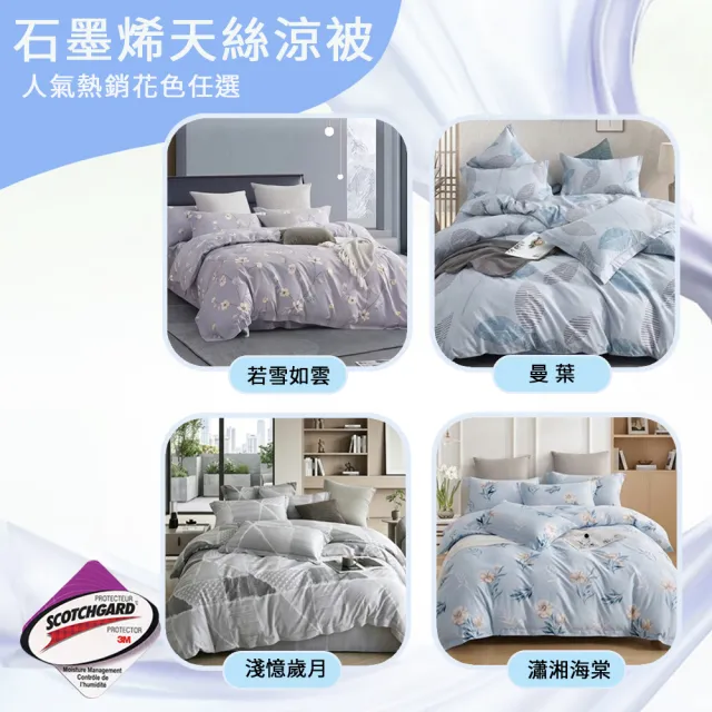 【Sleep Peacefully 寢室安居】買1送1 石墨烯天絲鋪棉四季涼被 台灣製造(夏被/棉被/四季被)
