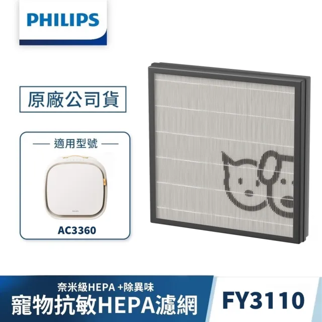【Philips 飛利浦】毛小奈LITE寵物清淨機濾網-FY3110/00(AC3360/80適用)