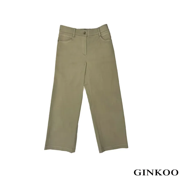 【GINKOO 俊克】休閒撞釘裝飾直筒褲