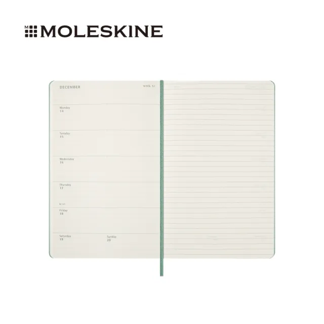 【MOLESKINE】2026-27 18個月週記硬皮手帳 - L型/鼠尾草綠