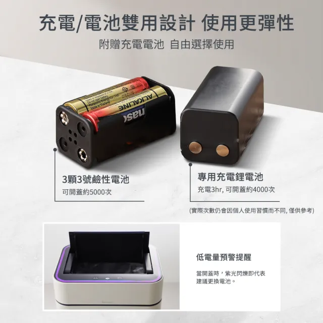 【mo select】智能除臭殺菌不鏽鋼感應垃圾桶30L(雙開蓋/大容量/附充電電池)