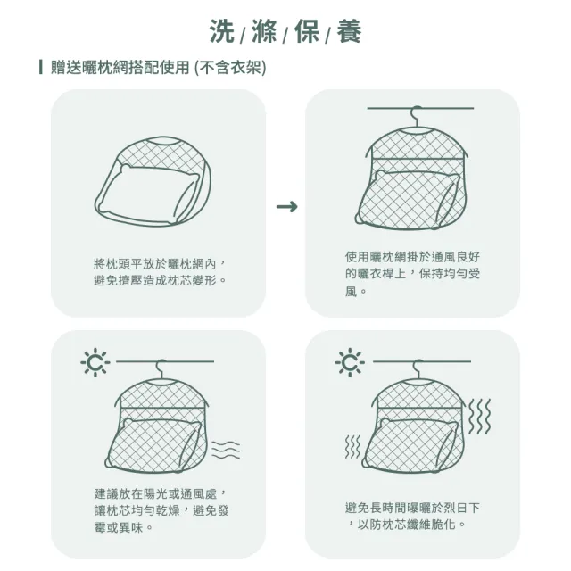 【mo select】眠眠系列｜買1送1台灣製百貨等級抗菌飯店水洗枕頭(贈曬枕網/瑞士山寧泰抗菌/包覆支撐/mo選)