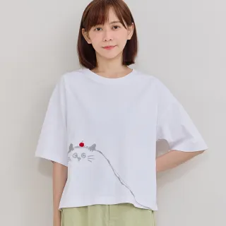 【a la sha】miao繡花特針抓邊棉T