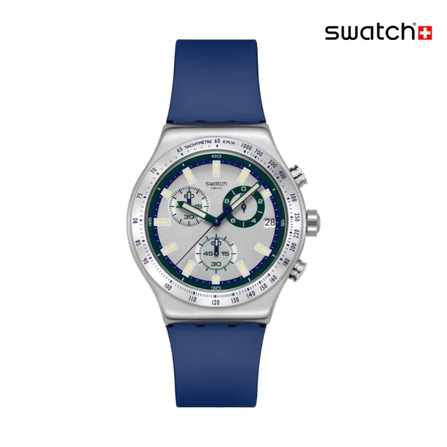 【SWATCH】BLUE REFLECTIVE 金屬手錶/男錶/女錶/瑞士製造 YVS539 (43mm)